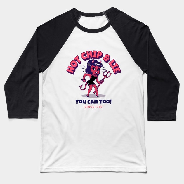 Hot Chip & Lie Baseball T-Shirt by Sunshine&Revolt